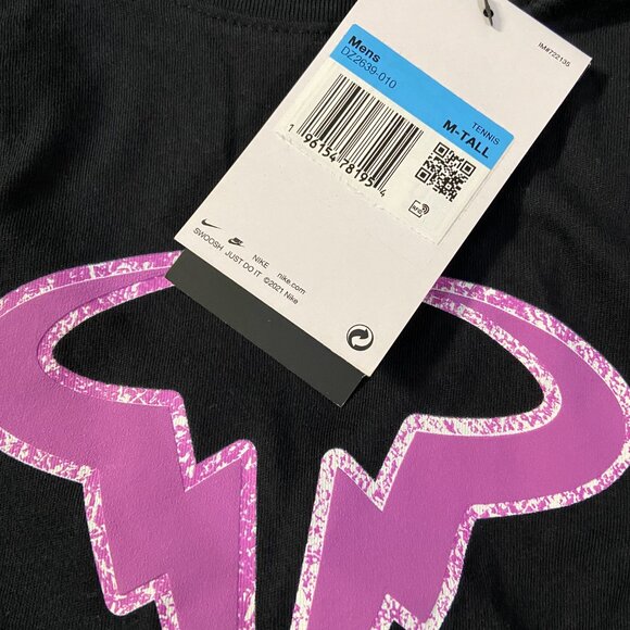 Nike Dri-FIT Rafa Nadal Tennis T-Shirt Black Purple Men’s DZ2639-010 NEW - Picture 7 of 8